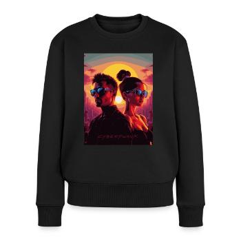 cyber 06 - Frauen Premium Bio Pullover - Schwarz - Vorne - Julia (174cm)
