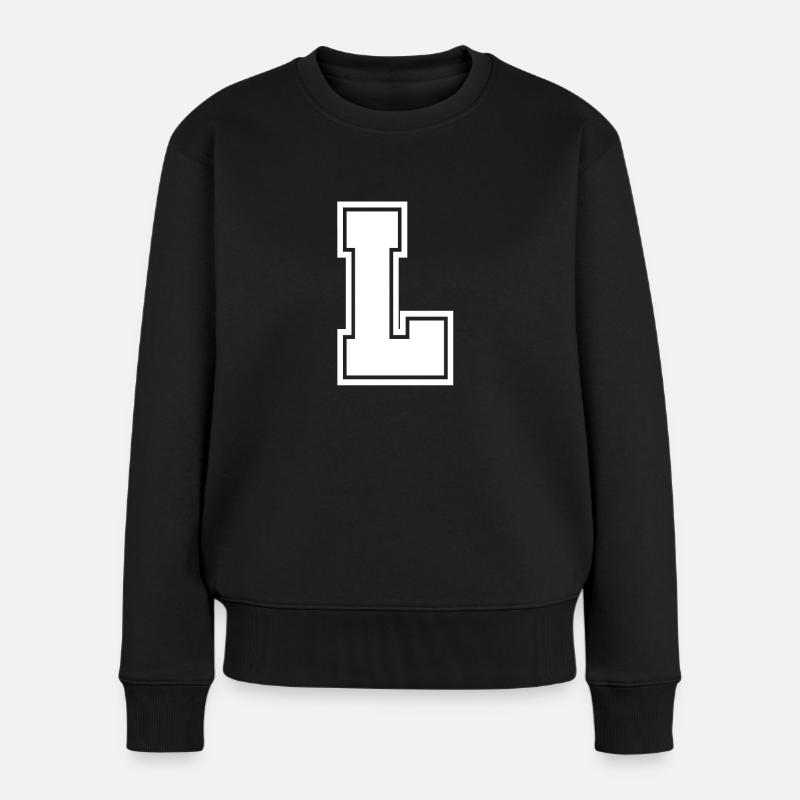 Buchstabe L - Frauen Premium Bio Pullover - Schwarz