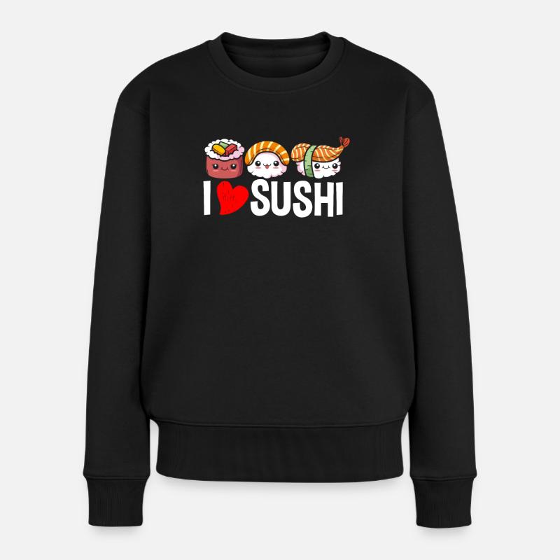 Sushi Herz Essen Fast Food - Frauen Premium Bio Pullover - Schwarz