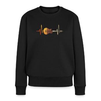 Gitarre Gitarrist Gitarrenspieler Herzschlag Motiv - Frauen Premium Bio Pullover - Schwarz - Vorne - Julia (174cm)