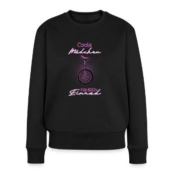 Coole Mädchen Fahren Einrad Einradfahrerin Motiv - Frauen Premium Bio Pullover - Schwarz - Vorne - Julia (174cm)