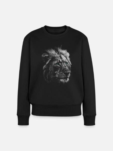 Löwenkopf - Frauen Premium Bio Pullover - Schwarz