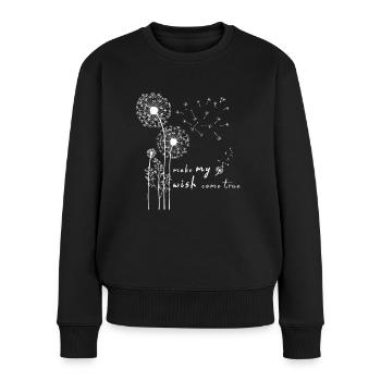 Pusteblume Blumenmotiv Glücksbringer - Frauen Premium Bio Pullover - Schwarz - Vorne - Julia (174cm)