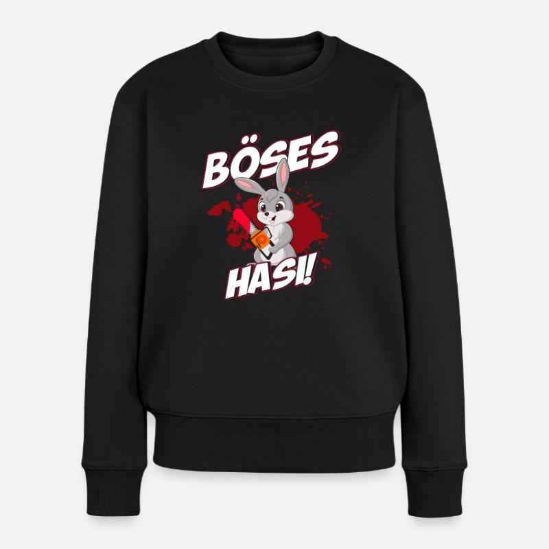 Böses Hasi Hase Ostern Halloween Lustiges Geschenk - Frauen Premium Bio Pullover - Schwarz