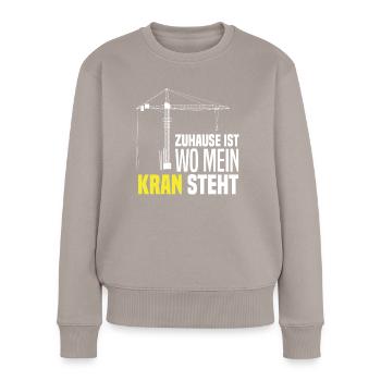 Kran Kranführer - Frauen Premium Bio Pullover - Taupe - Vorne - Julia (174cm)