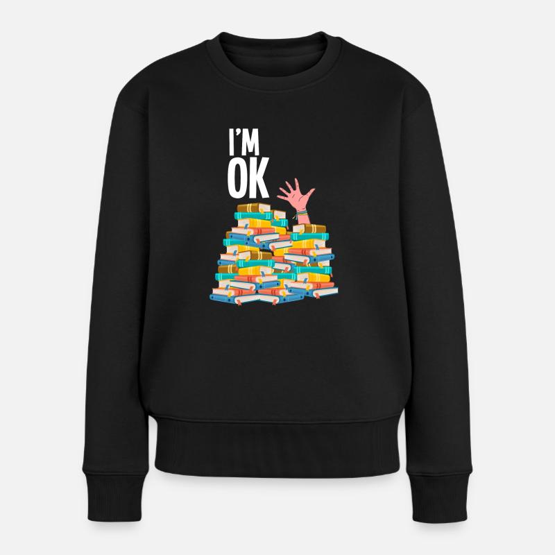 Bücher - Frauen Premium Bio Pullover - Schwarz