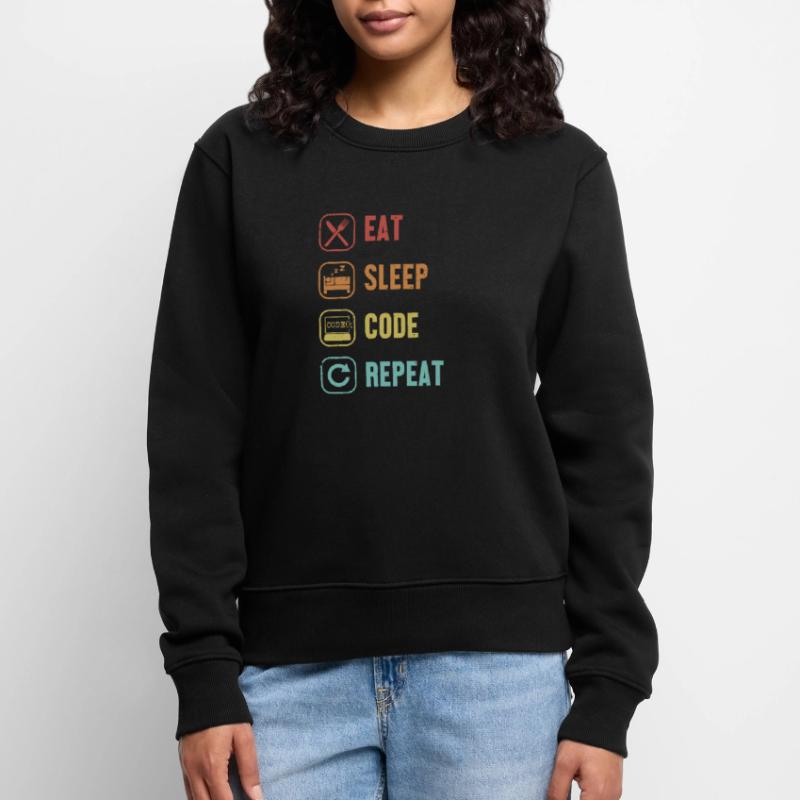 Eat Sleep Code Repeat Software Engineer Coder Pull Premium bio Femme