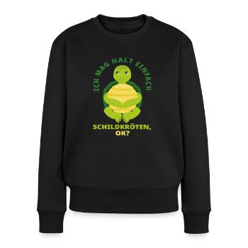 Schildkröte Tier Liebe - Frauen Premium Bio Pullover - Schwarz - Vorne - Julia (174cm)