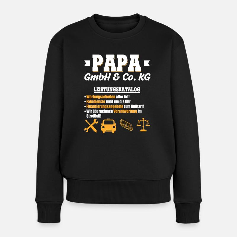 Papa GmbH & Co Leistungskatalog Vaterschaft Kinder - Frauen Premium Bio Pullover - Schwarz