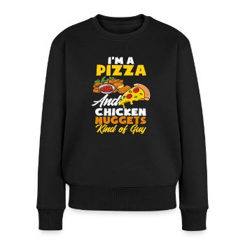 Chicken Nuggets Pizza - Frauen Premium Bio Pullover - Schwarz - Vorne - Julia (174cm)