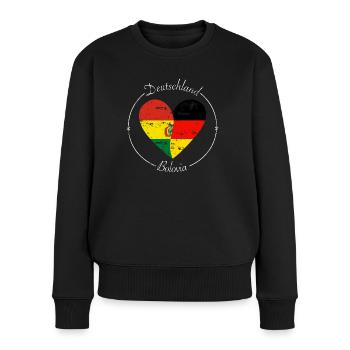 Bolivia Deutschland Herz Flagge weiß - Frauen Premium Bio Pullover - Schwarz - Vorne - Julia (174cm)