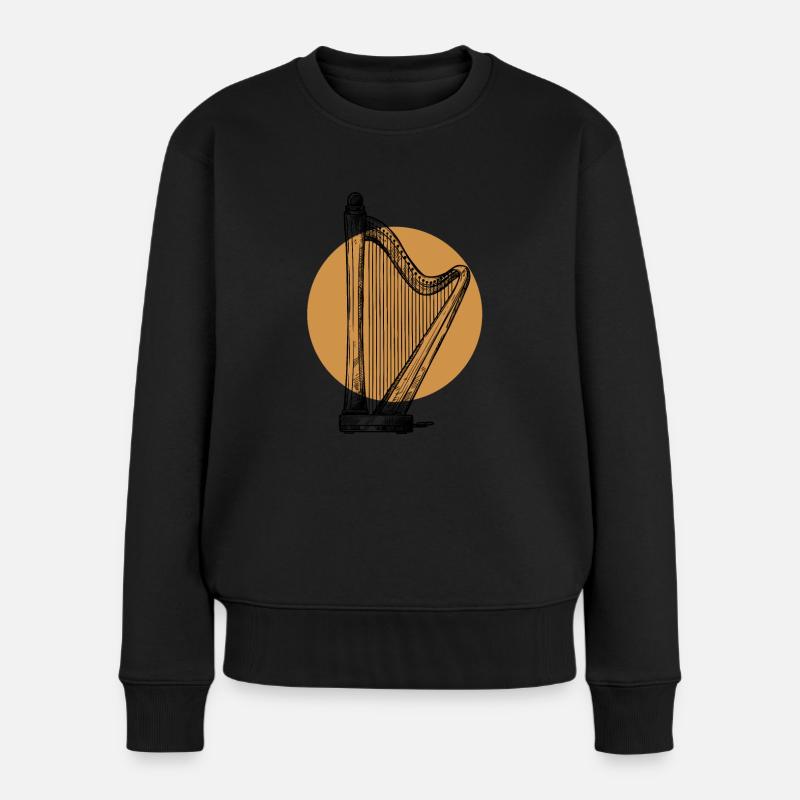 Lineart Harfenmusik Harfe Konzertharfe - Frauen Premium Bio Pullover - Schwarz