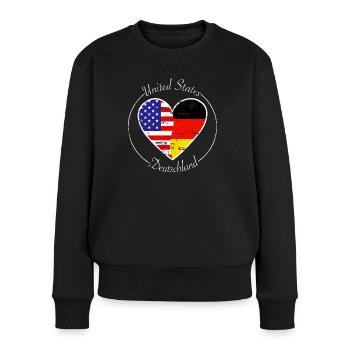États-Unis et Allemagne Logo Heart blanc - Pull Premium bio Femme - noir - Devant - Julia (174cm)