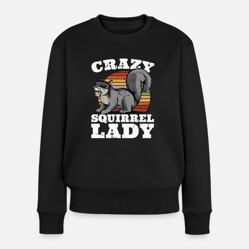 Crazy Squirrel Lady Squirrel Fuchshörnchen - Frauen Premium Bio Pullover - Schwarz