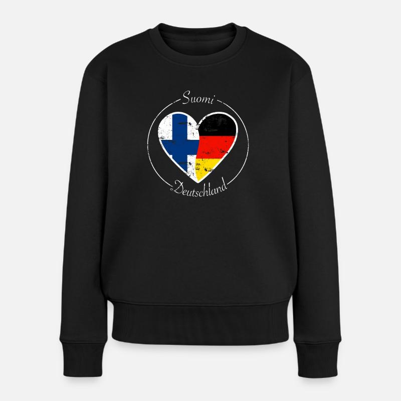 Logo du cœur Suomi et Allemagne blanc - Pull Premium bio Femme - noir