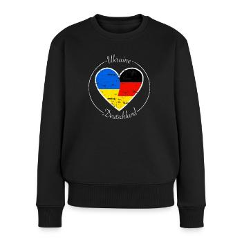 Ukraine and Germany heart logo white - Women's Premium Organic Jumper - black - Front - Julia (174cm)