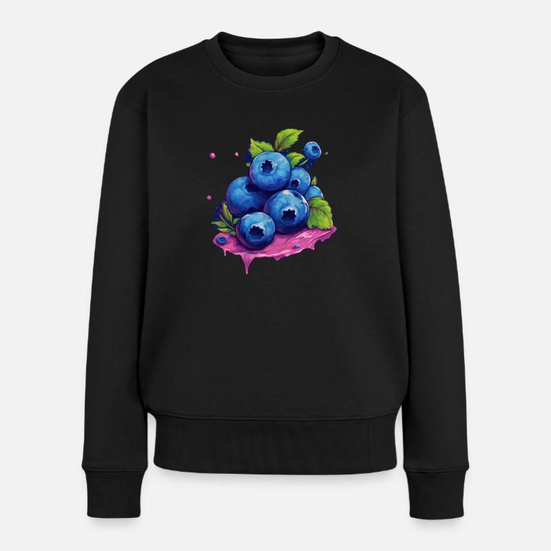Blaubeere - Frauen Premium Bio Pullover - Schwarz