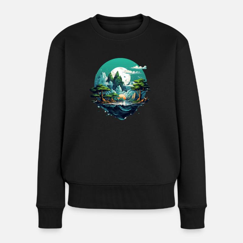 Landschaft - Frauen Premium Bio Pullover - Schwarz