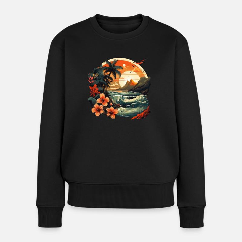 Tropisch - Frauen Premium Bio Pullover - Schwarz