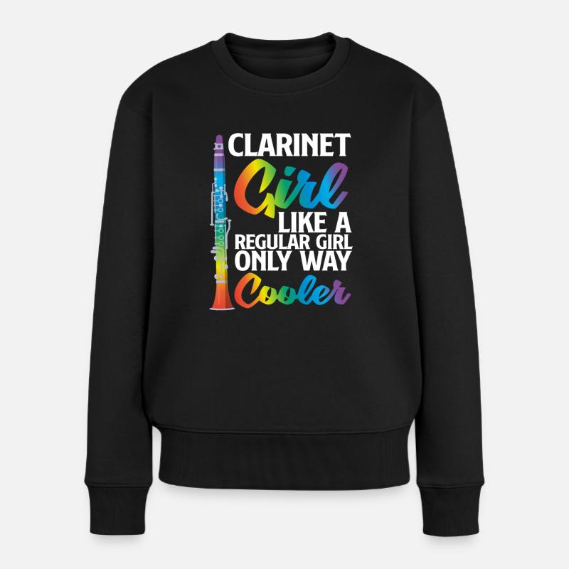 Klarinette Mädchen Musikerin - Frauen Premium Bio Pullover - Schwarz