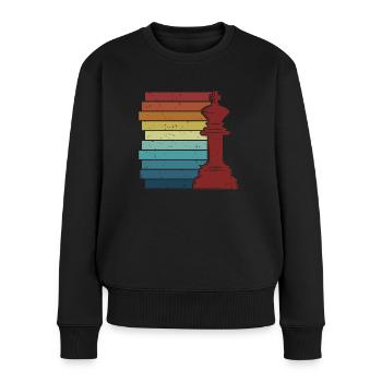 Retro Großmeister Dame Spieler Profi Schach - Frauen Premium Bio Pullover - Schwarz - Vorne - Julia (174cm)