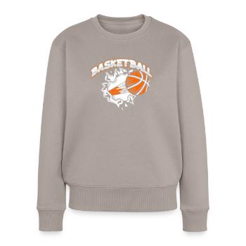 Basketballspieler Basketballer Basketballkorb - Frauen Premium Bio Pullover - Taupe - Vorne - Julia (174cm)