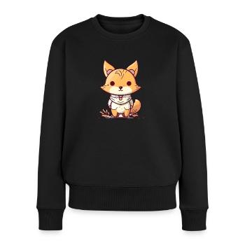 Fuchs - Kawaii Style - Frauen Premium Bio Pullover - Schwarz - Vorne - Julia (174cm)