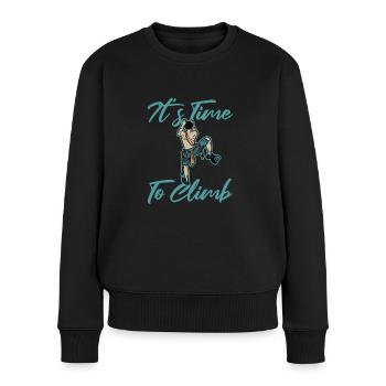 It's Time to Climb Speedklettern Alpinklettern - Frauen Premium Bio Pullover - Schwarz - Vorne - Julia (174cm)