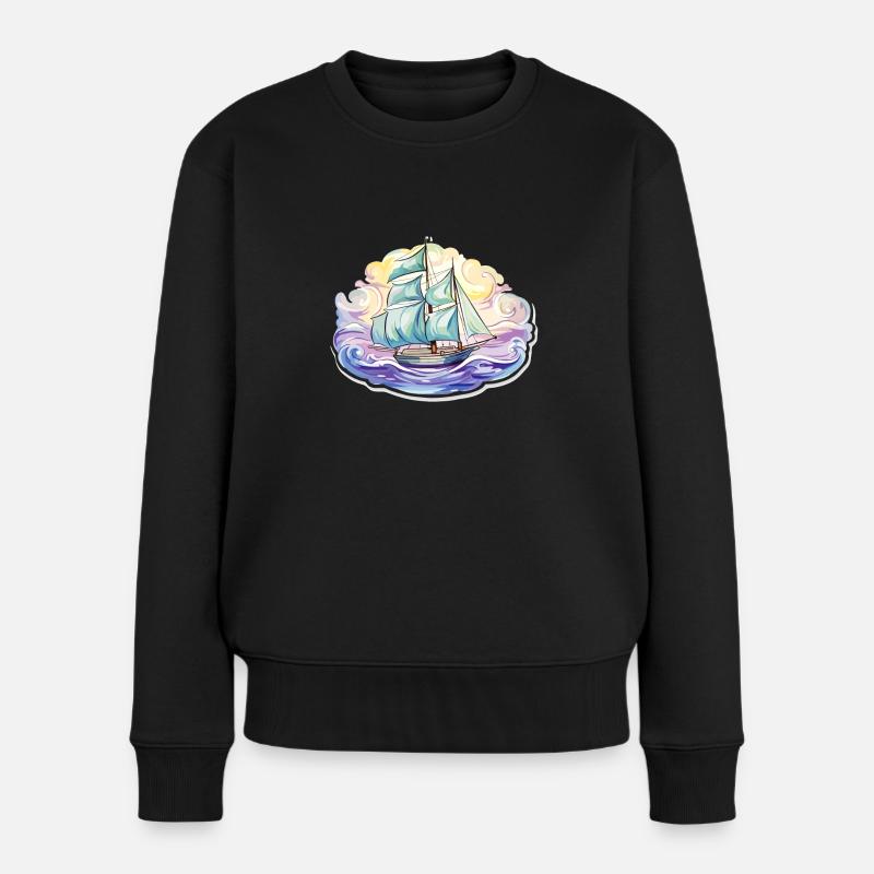 Segelboot - Illustration - Frauen Premium Bio Pullover - Schwarz