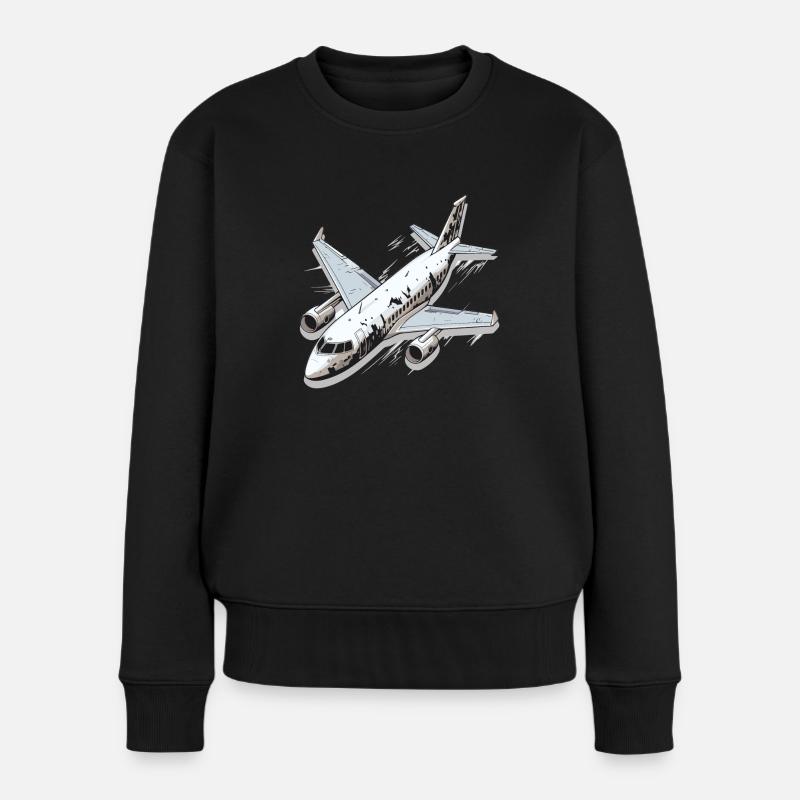 Flugzeug - Illustration - Frauen Premium Bio Pullover - Schwarz