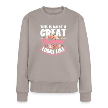 Stepmom looks - Women's Premium Organic Jumper - taupe - Front - Julia (174cm)