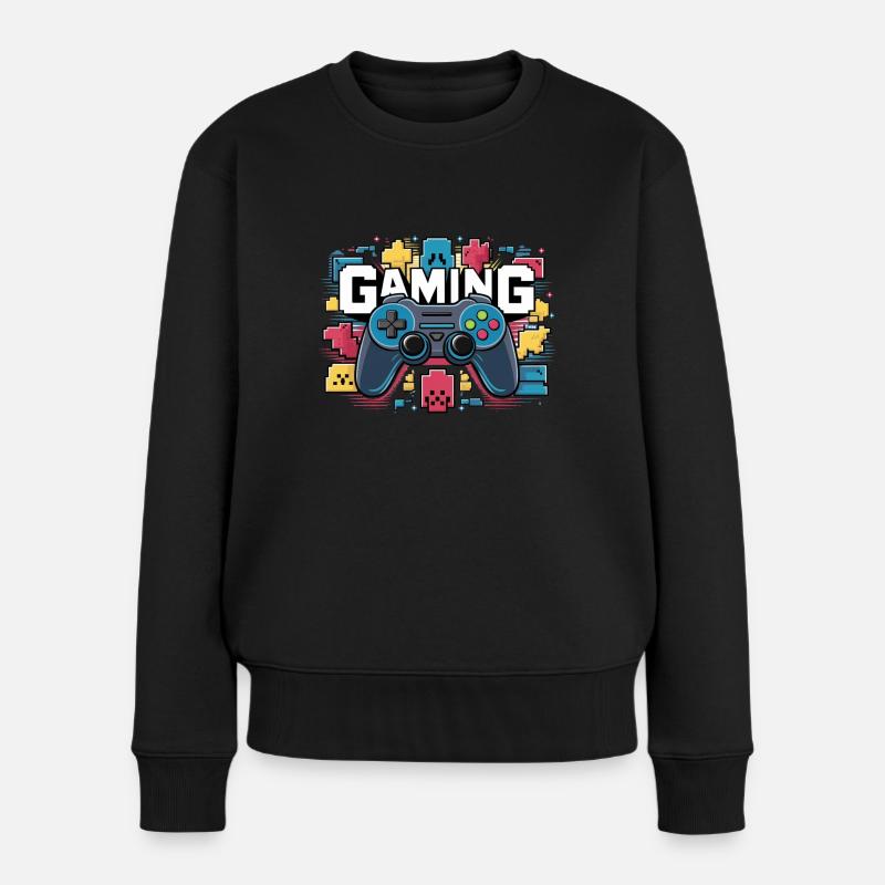 Gaming - Controller - Frauen Premium Bio Pullover - Schwarz