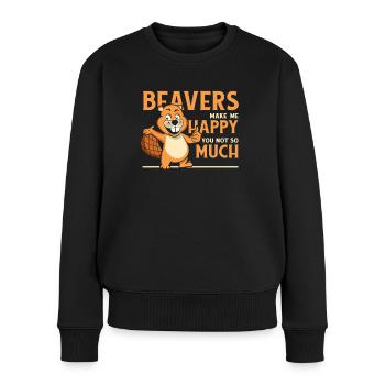 Biber Machen Mich Glücklich Castor Canadensis Eurasisch - Frauen Premium Bio Pullover - Schwarz - Vorne - Julia (174cm)