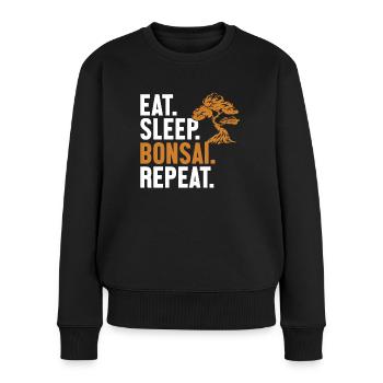 Eat Sleep Bonsai Repeat Indoor Bonsai Bonsai Schalen - Frauen Premium Bio Pullover - Schwarz - Vorne - Julia (174cm)