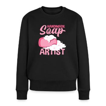 Artiste du savon fait à la main - Pull Premium bio Femme - noir - Devant - Julia (174cm)