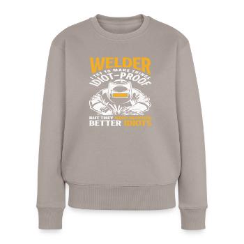 Un soudeur essaie de rendre les choses infaillibles - Pull Premium bio Femme - taupe - Devant - Julia (174cm)