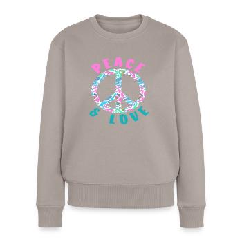 Peace & Love Symbole coloré de la paix - Pull Premium bio Femme - taupe - Devant - Julia (174cm)