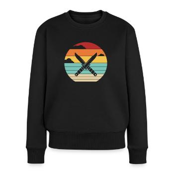 Retro Metzgermesser Sammlerstück Restaurierungsmesser - Frauen Premium Bio Pullover - Schwarz - Vorne - Julia (174cm)