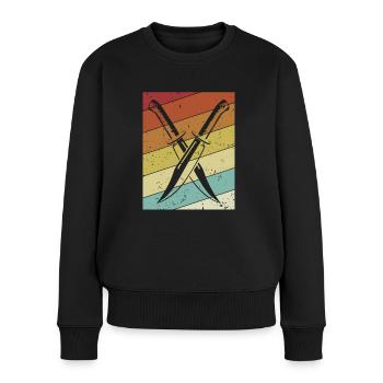 Retro Metzgermesser Sammlerstück Restaurierungsmesser - Frauen Premium Bio Pullover - Schwarz - Vorne - Julia (174cm)