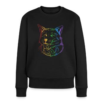 Fuchs LGBT Regenbogen Caninae Rotfuchs Canidae Fuchs - Frauen Premium Bio Pullover - Schwarz - Vorne - Julia (174cm)