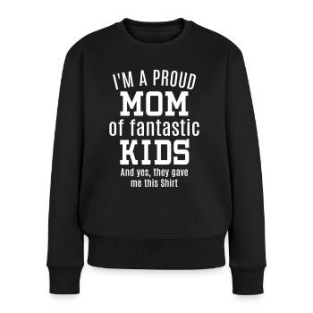 Fier maman fils fille idée cadeau mère enfant - Pull Premium bio Femme - noir - Devant - Julia (174cm)
