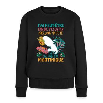 Martinique Humour Pour Femme - Pull Premium bio Femme - noir - Devant - Julia (174cm)
