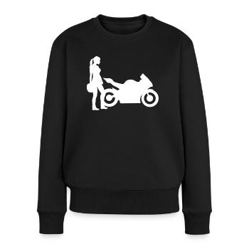 Motorradfahrerin Supersportler Frau Motorrad Dame - Frauen Premium Bio Pullover - Schwarz - Vorne - Julia (174cm)