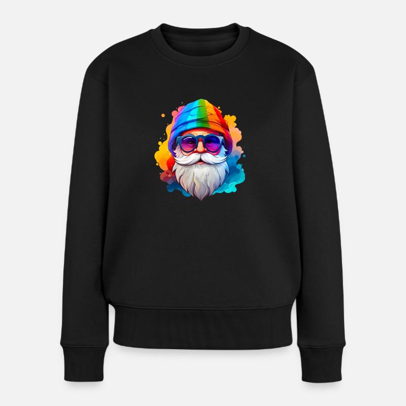 Gnome arc-en-ciel avec casquette et lunettes de soleil - Pull Premium bio Femme - noir