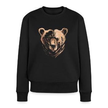 Bear Grizzly Gesicht Kopf anschauen - Frauen Premium Bio Pullover - Schwarz - Vorne - Julia (174cm)