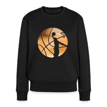 Sundown Basketball Dunkin Schatten Korb Brett - Frauen Premium Bio Pullover - Schwarz - Vorne - Julia (174cm)