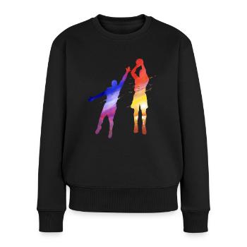 Basketball players at jump shot and defending - Women's Premium Organic Jumper - black - Front - Julia (174cm)