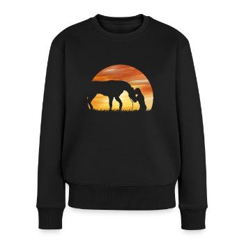 cheval amour coucher de soleil ombre fille avec - Pull Premium bio Femme - noir - Devant - Julia (174cm)