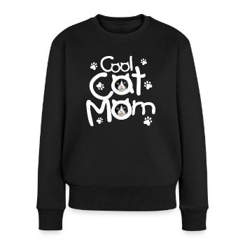 Maman chat cool - Pull Premium bio Femme - noir - Devant - Julia (174cm)