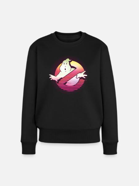 Ghostbusters Retro Neon Logo - Frauen Premium Bio Pullover - Schwarz